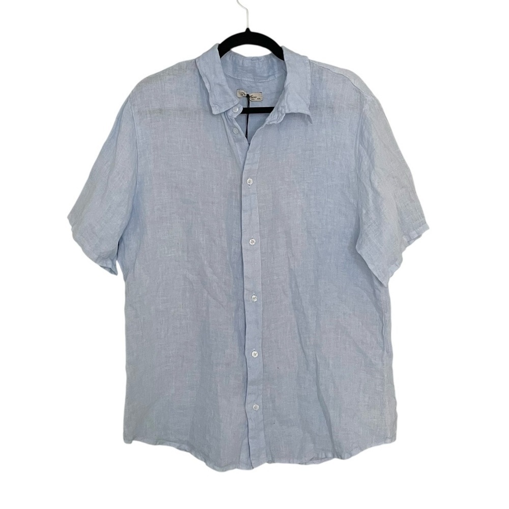 PURO LINO Men's Linen Shirt Light Blue XXL